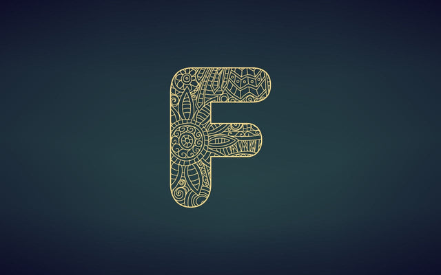 Zentangle stylized alphabet.Letter F in doodle style, mandala. Alphabet in the golden style, vector illustration for coloring page SVG naemmiah021 