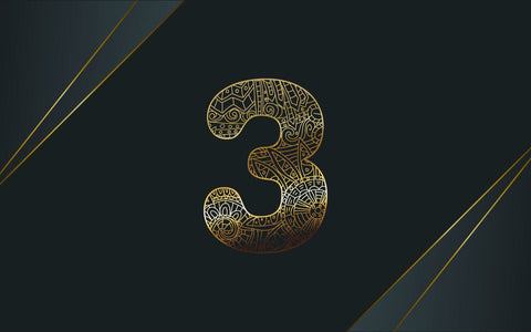 Zentangle Three number. Mandala Ornamental Three designs with a golden color. SVG naemmiah021 