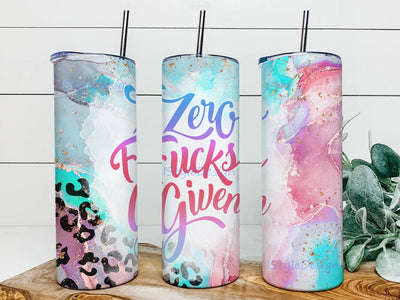 Zero Fucks Given Tumbler Design, Funny Quote 20oz Skinny Tumbler, Sarcastic Quote Tumbler Png, Marble Leopard Glitter Tumbler Wrap, Digital Download Sublimation iStyleDesign 