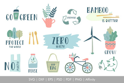 Zero Waste Lifestyle SVG Illustrations Set SVG Arts By Naty 