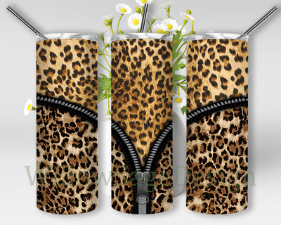 Zipper Leopard 20oz Full Tumbler Wrap, Zipper Tumbler Png, Leopard Sublimation Design, Instant Download Sublimation WillowSageDesign 