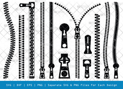 Zipper SVG Bundle, Zipper Silhouette, Black Zipper Svg, Zipperstop Svg, Open Zipper Svg, Zipper Pattern Svg, Zip Puller Svg, Zipper Bundle SVG ETC Craft 