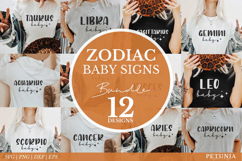 Zodiac Baby SVG Bundle | Zodiac Sign SVG Bundle SVG Petunia Digital Design 