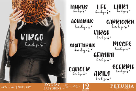 Zodiac Baby SVG Bundle | Zodiac Sign SVG Bundle SVG Petunia Digital Design 