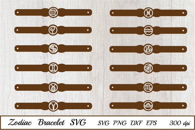 Zodiac Bracelets SVG. Bracelets Template. Leather Bracelet SVG Olga Terlyanskaya 