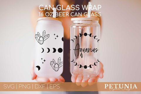 Zodiac Can Glass Wrap | Can Glass Wrap Bundle SVG Petunia Digital Design 