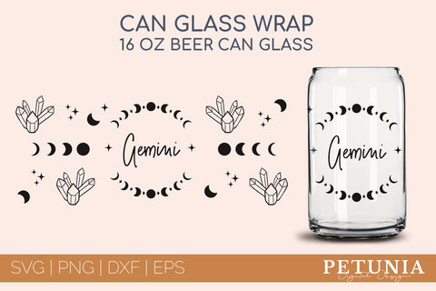 Zodiac Can Glass Wrap | Can Glass Wrap Bundle SVG Petunia Digital Design 