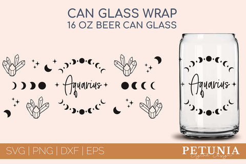 Zodiac Can Glass Wrap | Can Glass Wrap Bundle SVG Petunia Digital Design 