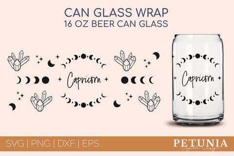 Zodiac Can Glass Wrap | Can Glass Wrap Bundle SVG Petunia Digital Design 