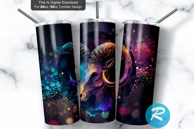 Zodiac Capricorn skull 20 oz / 30 oz Tumbler PNG Sublimation Regulrcrative 