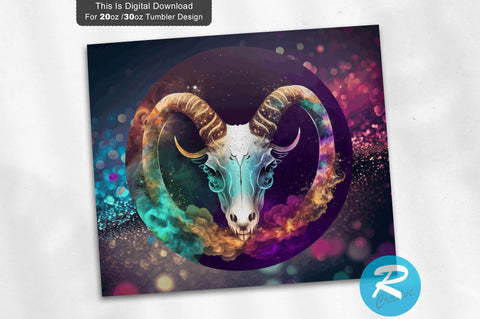 Zodiac Capricorn skull Round 20 oz / 30 oz Tumbler PNG Sublimation Regulrcrative 