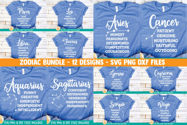 Zodiac Characteristics SVG Bundle | Astrology Shirt Design SVG Cheese Toast Digitals 