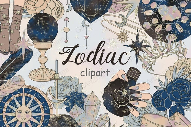 Zodiac Clipart | Astrology PNG Bundle SVG GlamArtZhanna 