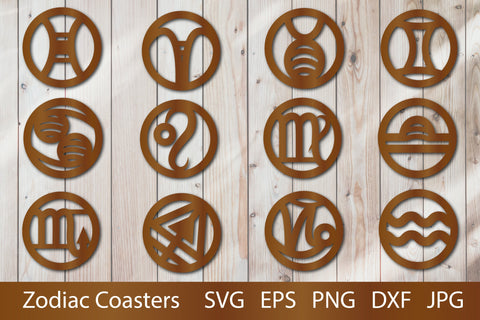 Zodiac Coasters Bundle. Decorative Circle Coasters SVG SVG Olga Terlyanskaya 