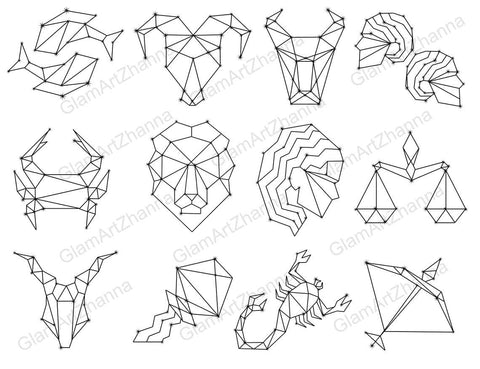 Zodiac Constellation Bundle | Horoscope Illustration SVG GlamArtZhanna 