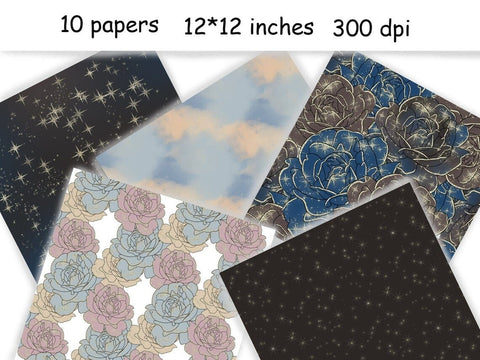 Zodiac Digital Paper | Stars Scrapbook Paper Digital Pattern GlamArtZhanna 