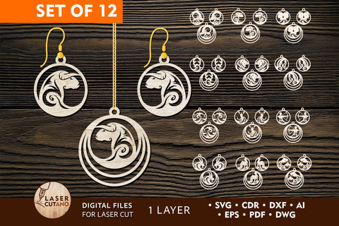 Zodiac Earrings Bundle Jewelry Cut Template Earring SVG SVG LaserCutano 