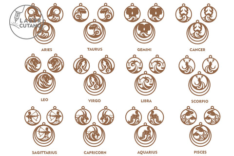 Zodiac Earrings Bundle Jewelry Cut Template Earring SVG SVG LaserCutano 
