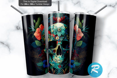 Zodiac Floral Human Skull 20 oz / 30 oz Tumbler PNG Sublimation Regulrcrative 
