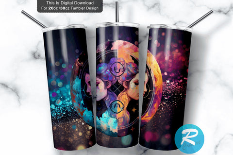 Zodiac Gemini 20 oz / 30 oz Tumbler PNG Sublimation Regulrcrative 