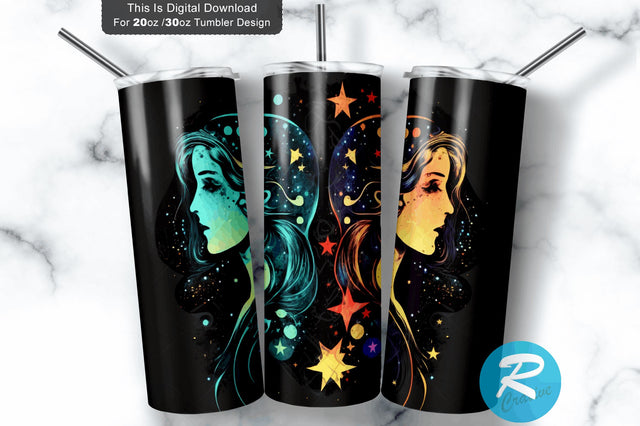Zodiac Gemini Girl 20 oz / 30 oz Tumbler PNG Sublimation Regulrcrative 