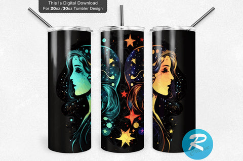 Zodiac Gemini Girl 20 oz / 30 oz Tumbler PNG Sublimation Regulrcrative 
