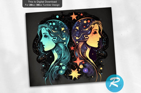 Zodiac Gemini Girl 20 oz / 30 oz Tumbler PNG Sublimation Regulrcrative 