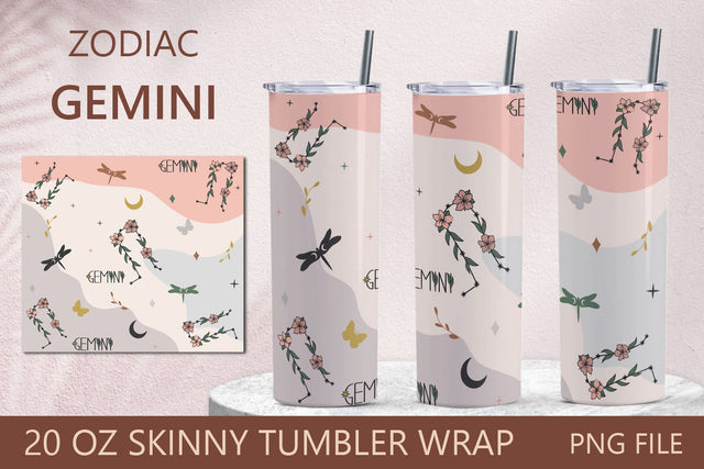 Zodiac gemini symbol, 20 oz skinny tumbler wrap sublimation Sublimation AnastasiyaArtDesign 
