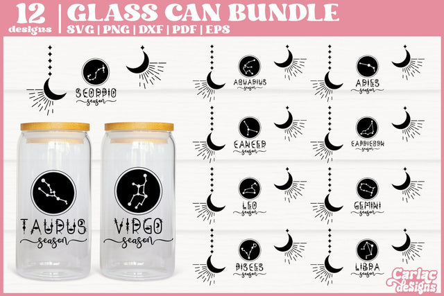 Zodiac Glass Can Wrap Bundle | Can Glass SVG Bundle SVG Carla C Designs 