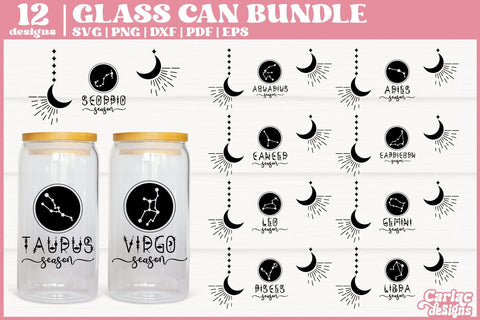 Zodiac Glass Can Wrap Bundle | Can Glass SVG Bundle SVG Carla C Designs 
