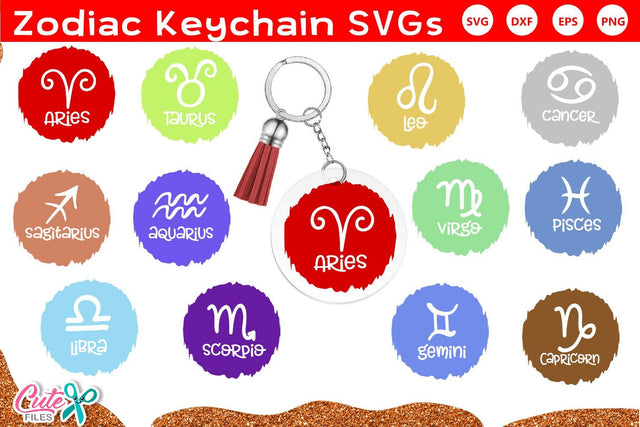 Zodiac keychain and keyring SVG file for crafter SVG Cute files 