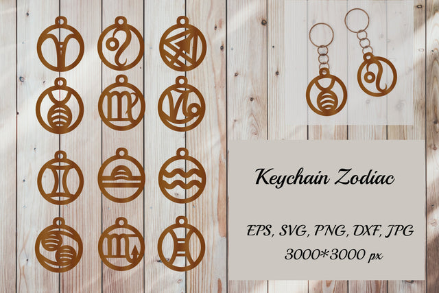 Zodiac Keychain Bundle. Astrology SVG Bundle. Keychain SVG SVG Olga Terlyanskaya 
