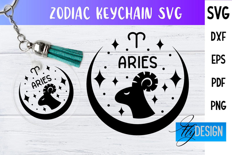 Zodiac Keychain Svg | Keychain Design | Astrology Svg SVG Fly Design 