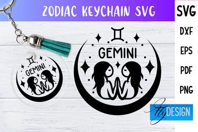 Zodiac Keychain Svg | Keychain Design | Astrology Svg SVG Fly Design 