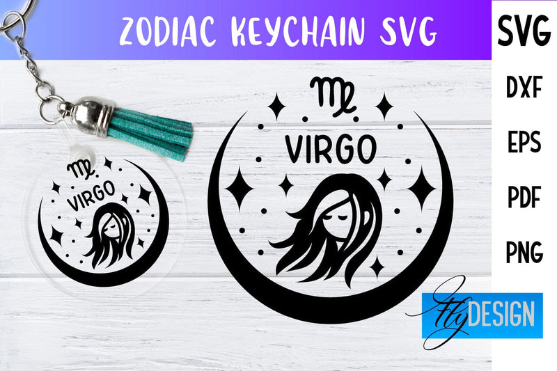 Zodiac Keychain Svg | Keychain Design | Astrology Svg SVG Fly Design 