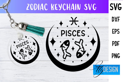Zodiac Keychain Svg | Keychain Design | Astrology Svg SVG Fly Design 
