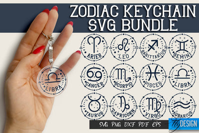 Zodiac Keychain Svg | Keychain Design| Astrology Svg SVG Fly Design 