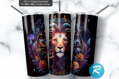 Zodiac Leo Round 20 oz / 30 oz Tumbler PNG Sublimation Regulrcrative 