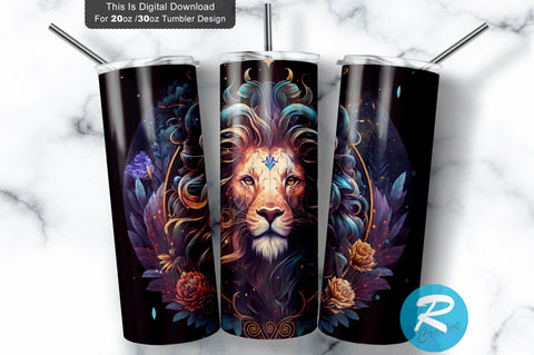 Zodiac Leo Round 20 oz / 30 oz Tumbler PNG Sublimation Regulrcrative 