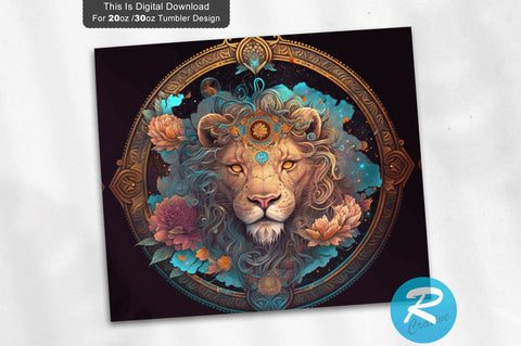 Zodiac Leo Round floral 20 oz / 30 oz Tumbler PNG Sublimation Regulrcrative 
