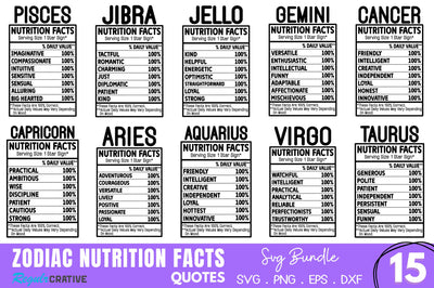 Zodiac Nutrition Facts SVG Bundle SVG Regulrcrative 