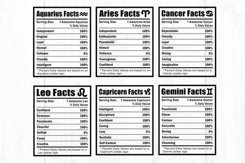 Zodiac Nutrition Facts Svg Bundle, Zodiac Svg Bundle SVG Litke Designs 