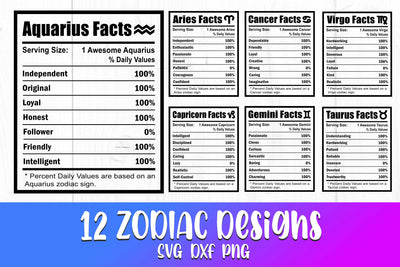 Zodiac Nutrition Facts Svg Bundle, Zodiac Svg Bundle SVG Litke Designs 