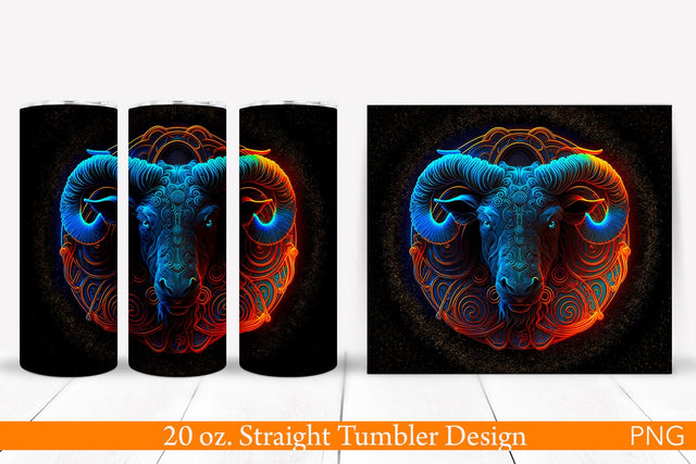 Zodiac Sign Aries | 2 oz. Straight Tumbler Wrap | Astrology Sublimation Pfiffen's World 