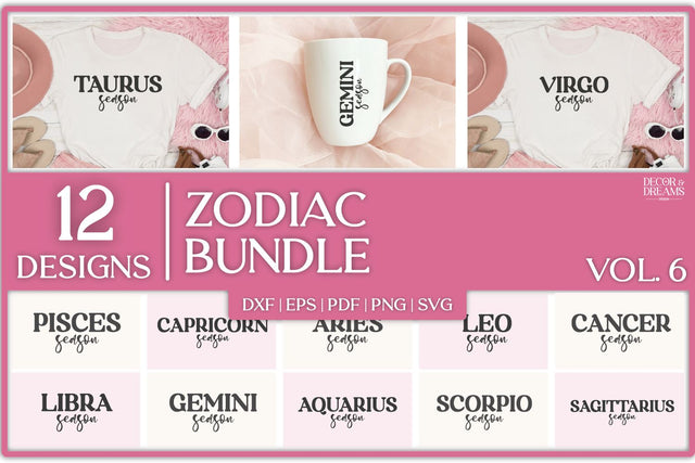 Zodiac Sign Bundle | Horoscope SVG Bundle | Vol 6 SVG Decor and Dreams 