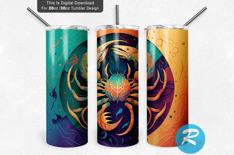Zodiac Sign Cancer 20 oz / 30 oz Tumbler PNG Sublimation Regulrcrative 