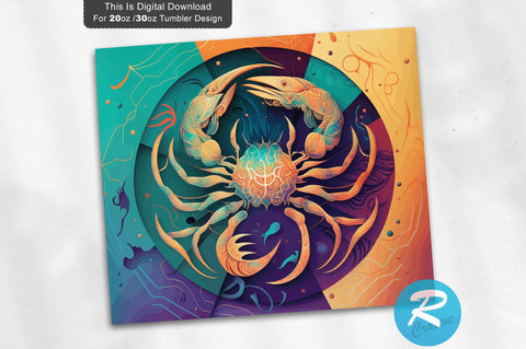 Zodiac Sign Cancer 20 oz / 30 oz Tumbler PNG Sublimation Regulrcrative 