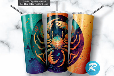 Zodiac Sign Cancer 20 oz / 30 oz Tumbler PNG Sublimation Regulrcrative 