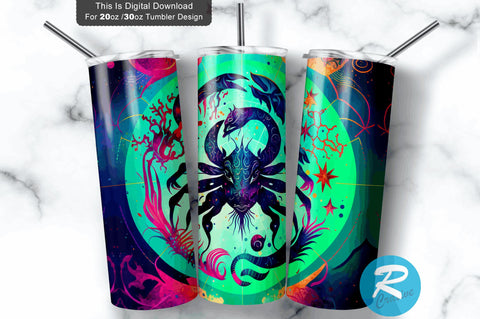 Zodiac Sign Cancer Round 20 oz / 30 oz Tumbler PNG Sublimation Regulrcrative 