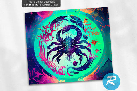 Zodiac Sign Cancer Round 20 oz / 30 oz Tumbler PNG Sublimation Regulrcrative 